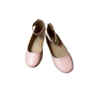 Bebe Girls Pink Ballet Flats with Rhinestone Ankle Straps Size 3 Kids
